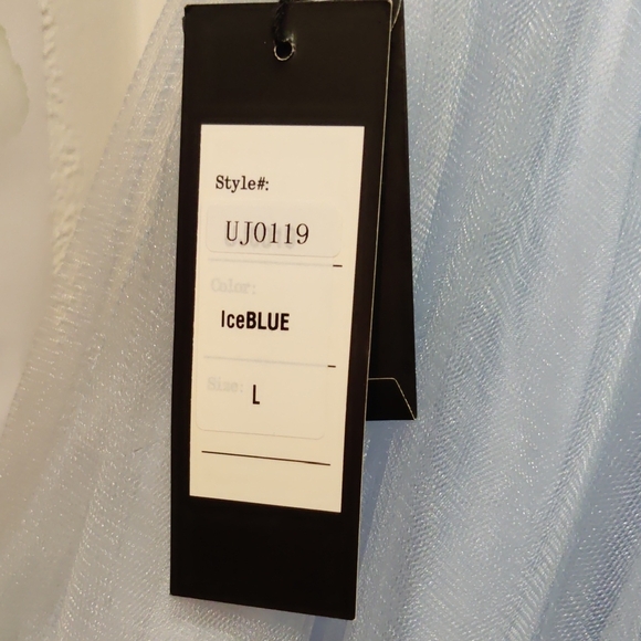 Elegant Ice Blue Lace And Rhinestone Formal Dress - Picture 5 of 10